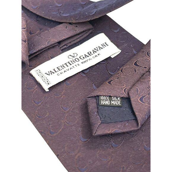 Valentino Garavani Dark Purple Silk Cravate Tie Handmade Made in Italy Work - Picture 4 of 4